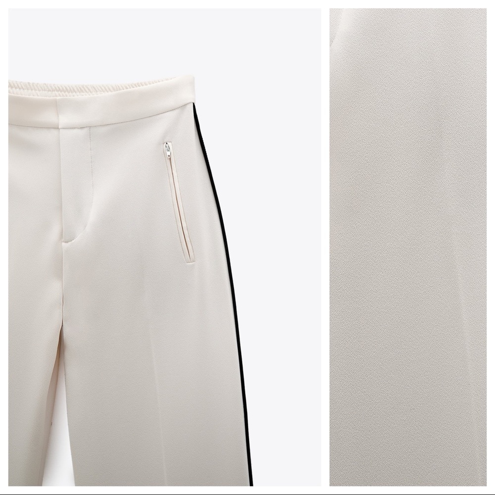 NWT. Zara Ecru Flowy High-waisted Trousers Size M. - Picture 10 of 12